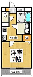 ベルシティ大鋸 1Kの間取図画像
