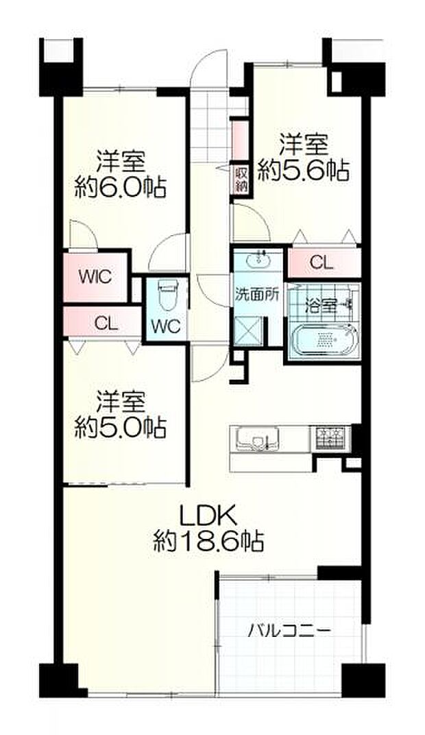 クレア角五郎グレースコート(3LDK) 4階の間取り