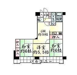 朝日プラザ五橋 3LDKの間取図画像