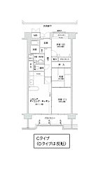 コーシャハイツ高見38 5階3LDKの間取り
