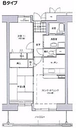 コーシャハイツ中野 2LDKの間取図画像