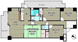 サニーコート羽倉崎 3階4LDKの間取り
