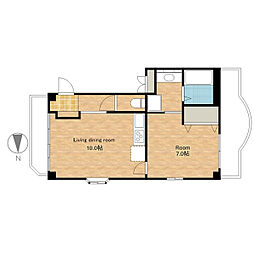 JR北陸本線 長浜駅 徒歩25分の賃貸マンション 1階1LDKの間取り