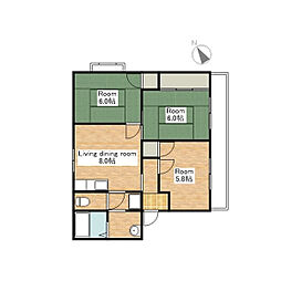 montvert 2階3LDKの間取り
