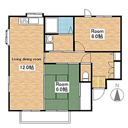 メゾン・ド・ソレイユ 2階2LDKの間取り