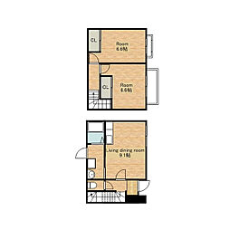 リバティ ツウ B棟 1階2LDKの間取り