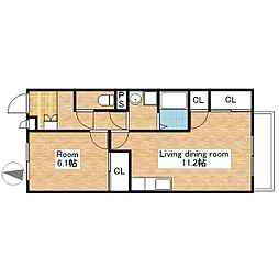 JR北陸本線 長浜駅 徒歩31分の賃貸マンション 1階1LDKの間取り
