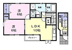 フォレ・ドゥ・エトワール 2階2LDKの間取り