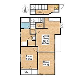JR北陸本線 長浜駅 3.1kmの賃貸アパート 2階2LDKの間取り