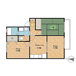 JR北陸本線 田村駅 徒歩27分の賃貸アパート 1階3DKの間取り