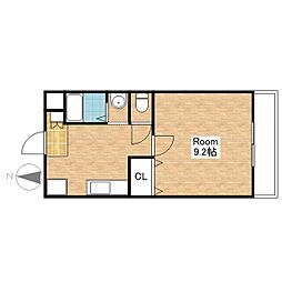 JR北陸本線 長浜駅 徒歩30分の賃貸マンション 3階1Kの間取り