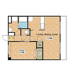 JR北陸本線 長浜駅 徒歩32分の賃貸マンション 1階1LDKの間取り