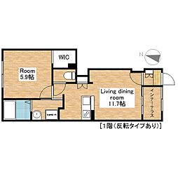 JR北陸本線 長浜駅 徒歩27分の賃貸アパート 1階1LDKの間取り