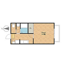 JR北陸本線 長浜駅 徒歩28分の賃貸アパート 2階1Kの間取り