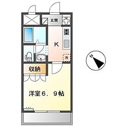 フォレストパーク 2階1Kの間取り