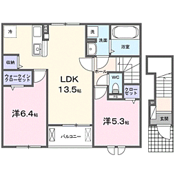 ブリリアントII 2階2LDKの間取り