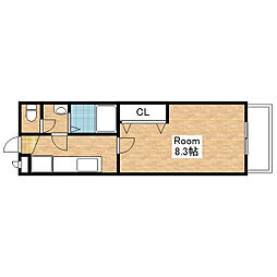 JR北陸本線 長浜駅 徒歩35分の賃貸アパート 2階1Kの間取り