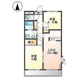 エクセル 2階2LDKの間取り