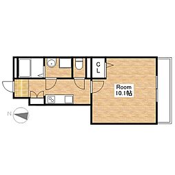 JR北陸本線 長浜駅 徒歩34分の賃貸アパート 1階1Kの間取り