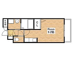 JR東海道・山陽本線 米原駅 徒歩14分の賃貸アパート 3階ワンルームの間取り