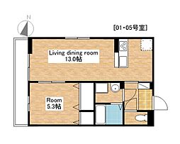 JR北陸本線 長浜駅 徒歩31分の賃貸アパート 1階1LDKの間取り