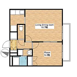 JR北陸本線 長浜駅 徒歩36分の賃貸アパート 2階1LDKの間取り