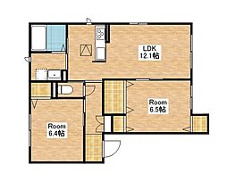JR北陸本線 長浜駅 徒歩20分の賃貸マンション 1階2LDKの間取り