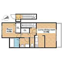 JR東海道・山陽本線 米原駅 徒歩9分の賃貸アパート 2階1LDKの間取り