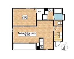 JR北陸本線 長浜駅 徒歩23分の賃貸アパート 1階1LDKの間取り