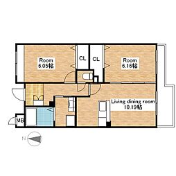 JR北陸本線 長浜駅 3.6kmの賃貸マンション 1階2LDKの間取り
