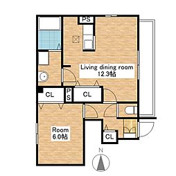 JR北陸本線 虎姫駅 4.8kmの賃貸アパート 1階1LDKの間取り