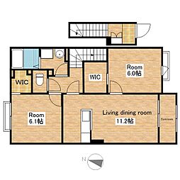 JR北陸本線 木ノ本駅 徒歩7分の賃貸アパート 2階2LDKの間取り