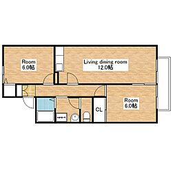 フローラ 2LDKの間取図画像