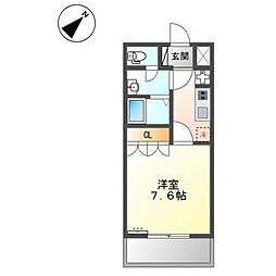 アビエス1 1Kの間取図画像