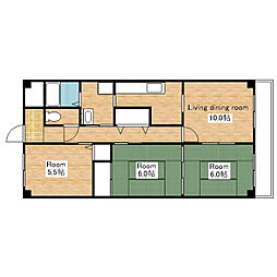 びわこマンション 3LDKの間取図画像