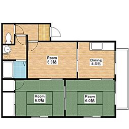 エンジェルハウス 3DKの間取図画像