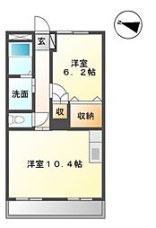 フローラルコート 1LDKの間取図画像