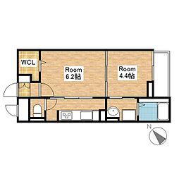 グランドヒル壱番館 1DKの間取図画像
