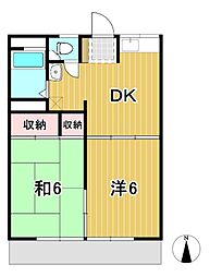 ハイツWACHI　A 1階2DKの間取り