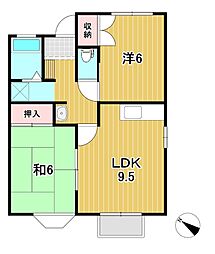 メゾンGM 2階2LDKの間取り