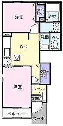 サンプラシード 1階2DKの間取り