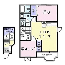 ヴィラ・フューゲル2 2LDKの間取図画像