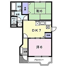 サンライトヴィラ 1階2DKの間取り