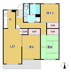 Kマンション 1階3LDKの間取り