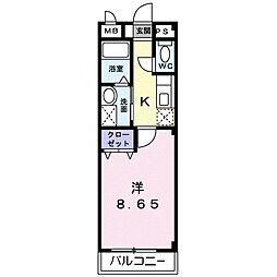 グランノヴァ 2階1Kの間取り