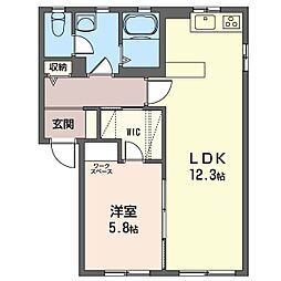 ディアスまいづる 2階1LDKの間取り