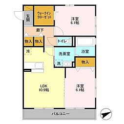 プレベール 2階2LDKの間取り