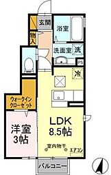 ミヤルーム 1階1LDKの間取り