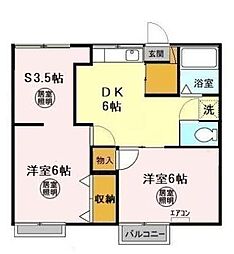 第2十王堂ハイツ 2階2SDKの間取り