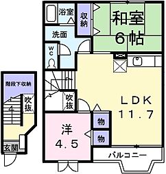 K’sル・クープルI 2階2LDKの間取り